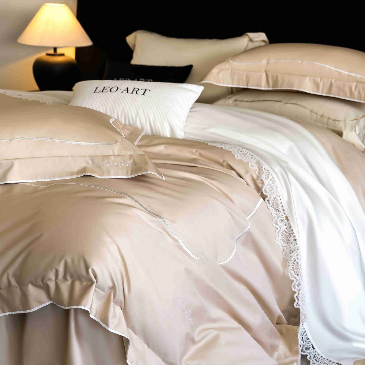 91家纺网 家纺一手货源 找家纺 （总）涞澳家纺 2025新款80S全棉贡缎小蛮腰四件套-浅依