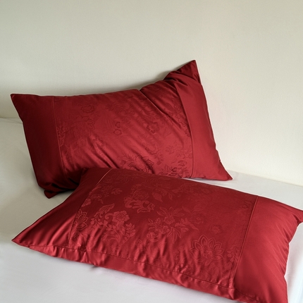 鹿班家居 2025新款100S长绒棉提花单品枕套（第二组）【标准会员-2元】 单品枕套-邂逅红色