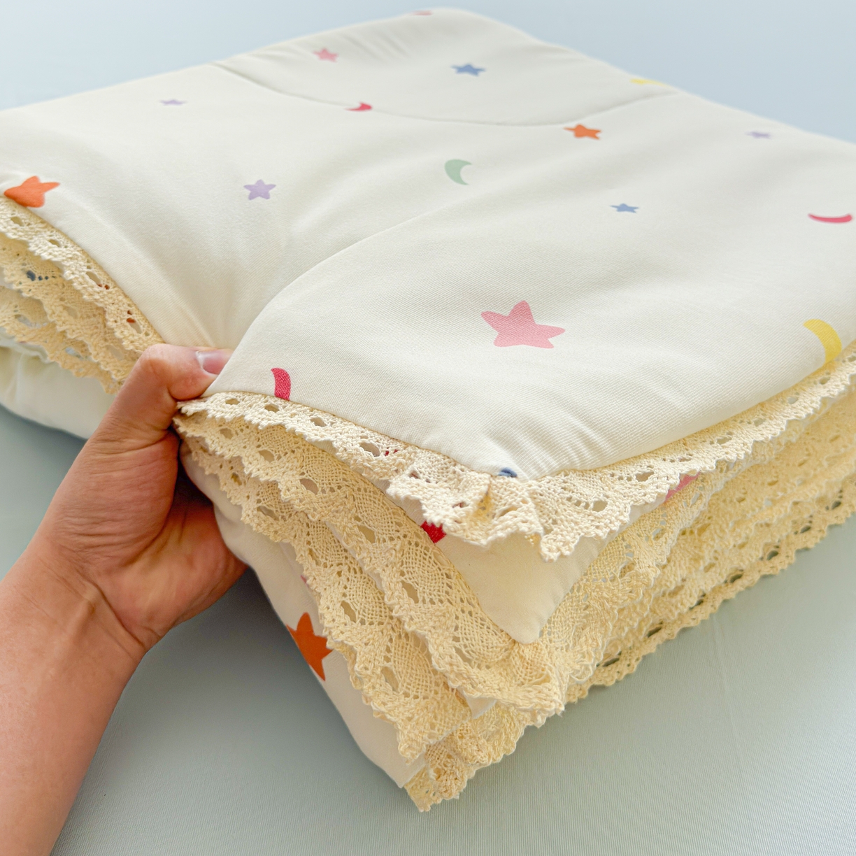 91家纺网 家纺一手货源 找家纺 可思家纺 2025新款针织棉双层纱夏被 幸运星