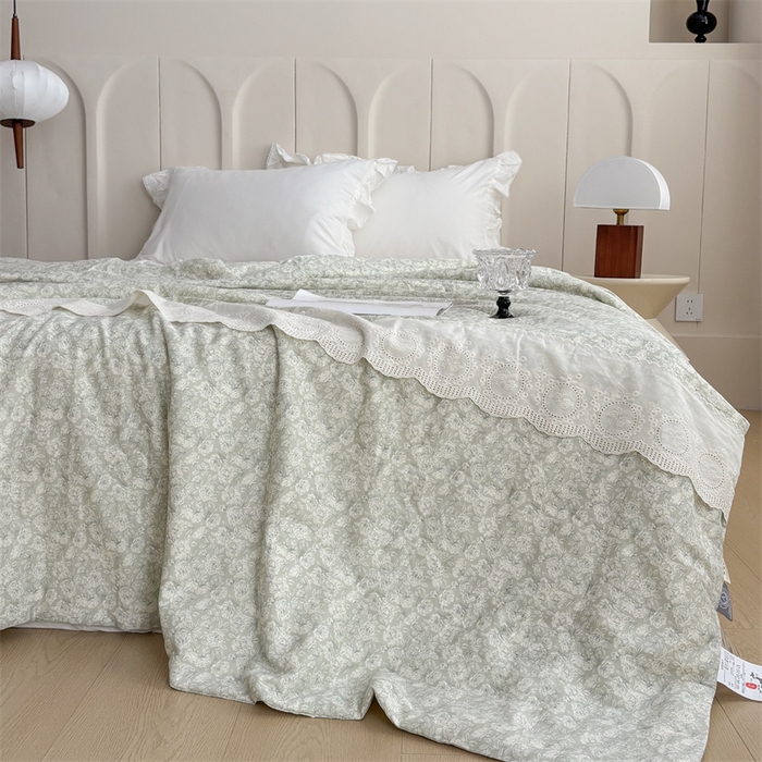 91家纺网 家纺一手货源 找家纺 久典家居 2025新款全棉有氧双层纱夏被 初夏