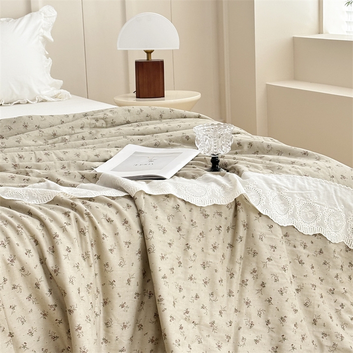 91家纺网 家纺一手货源 找家纺 久典家居 2025新款全棉有氧双层纱夏被 木槿