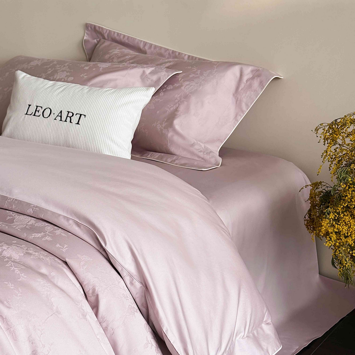 91家纺网 家纺一手货源 找家纺 涞澳家纺 2025新款全棉提花四件套 美玲-风信紫