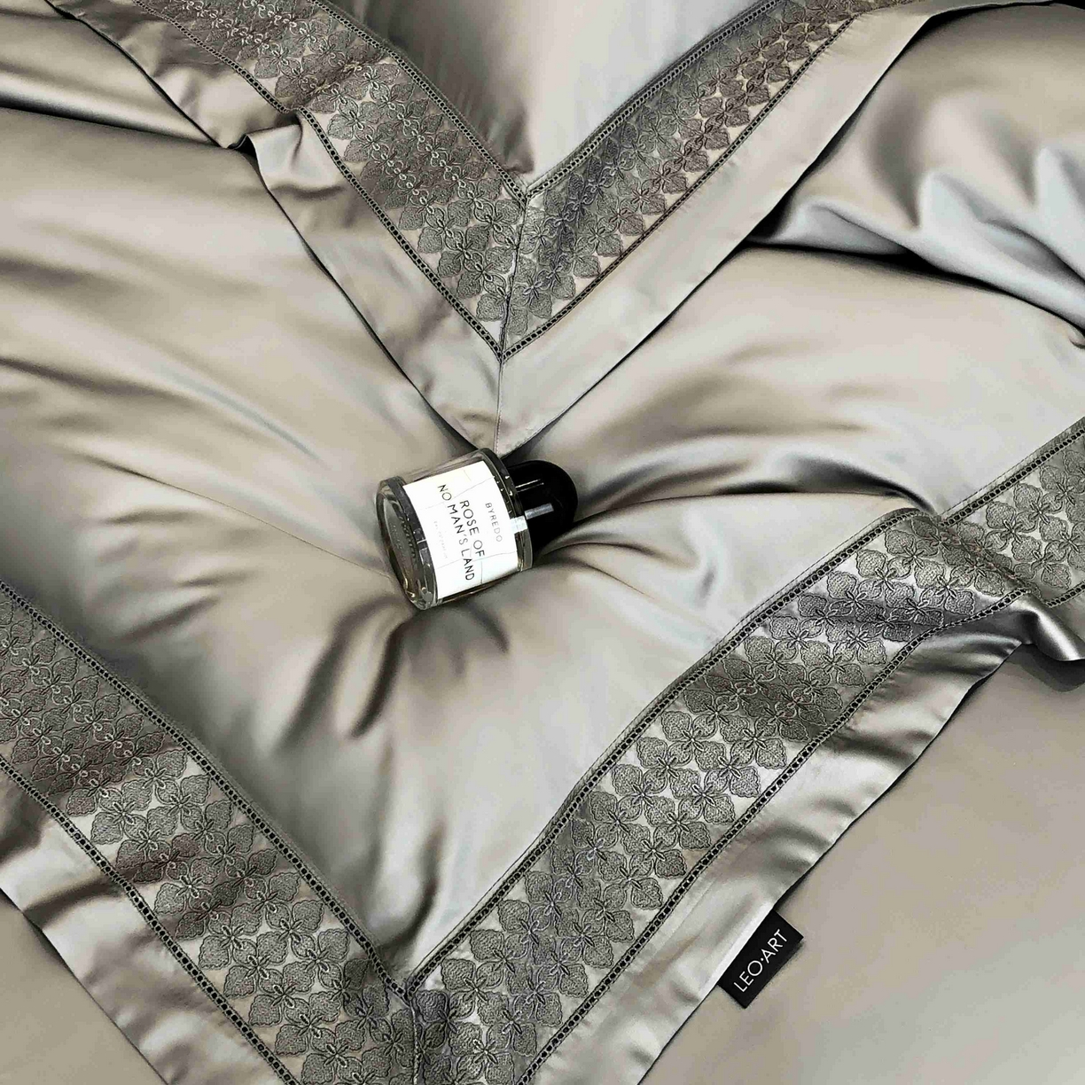 91家纺网 家纺一手货源 找家纺 涞澳家纺 2025新款60S天丝棉花边款四件套-星雅 星雅-大理石灰