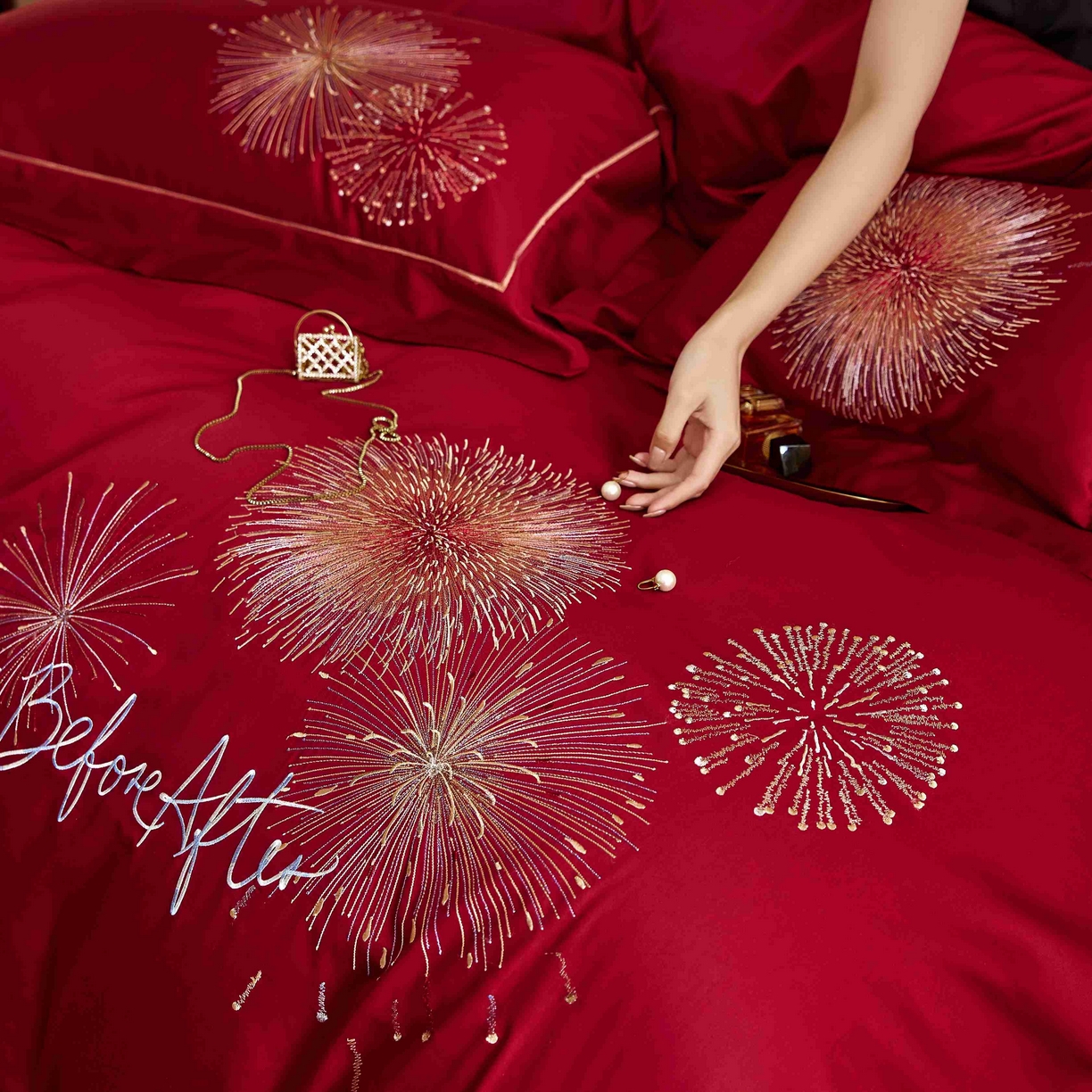 91家纺网 家纺一手货源 找家纺 涞澳家纺 2025新款婚庆款四件套 绚烂永恒