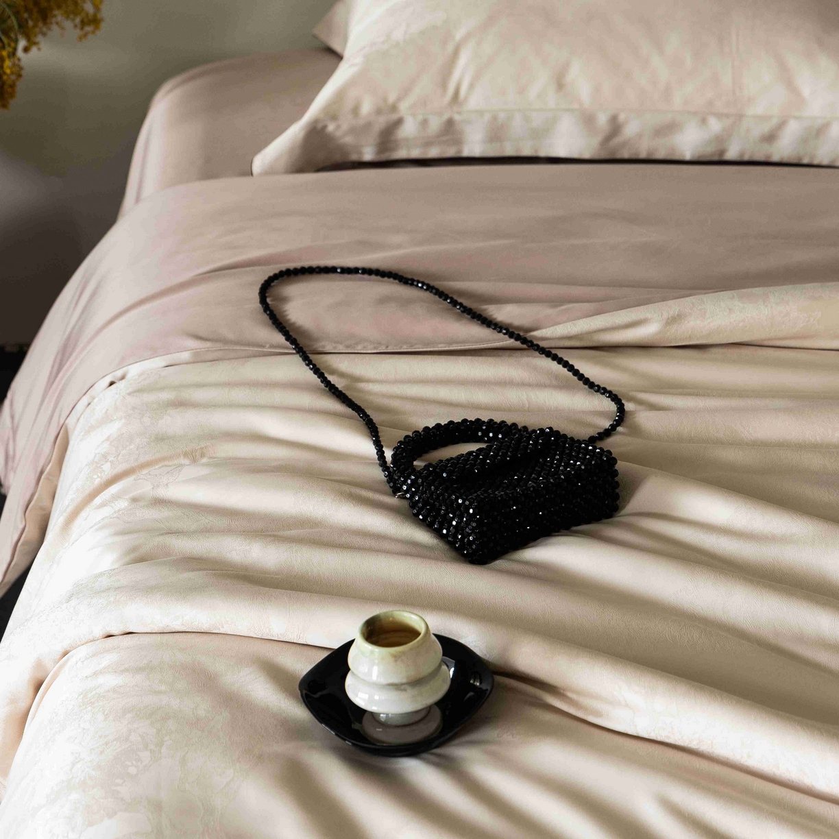 91家纺网 家纺一手货源 找家纺 涞澳家纺 2025新款60支天丝棉提花四件套 花砚-香槟