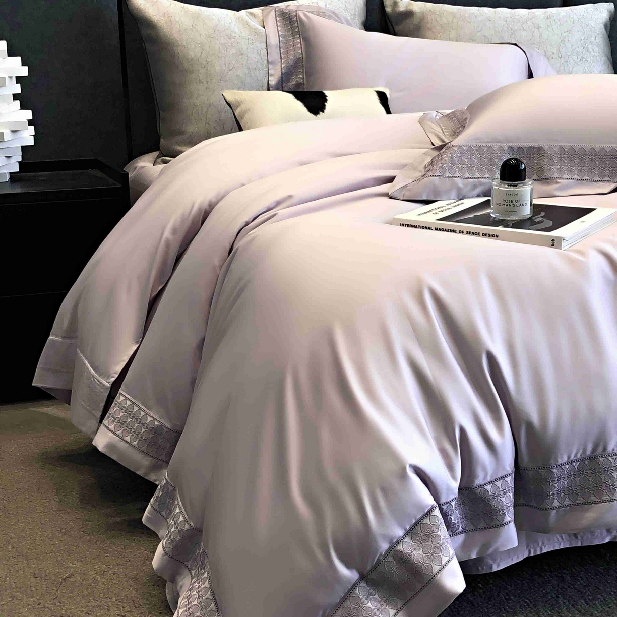 91家纺网 家纺一手货源 找家纺 涞澳家纺 2025新款60S天丝棉花边款四件套-星雅 星雅-紫玉兰