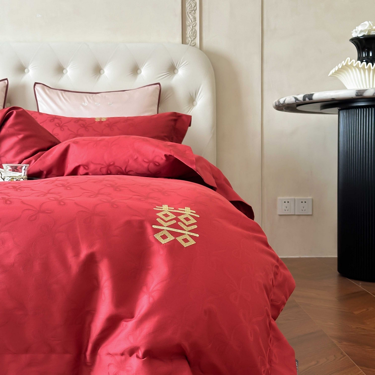 91家纺网 家纺一手货源 找家纺 涞澳家纺 2025新款婚庆款四件套 天作之合