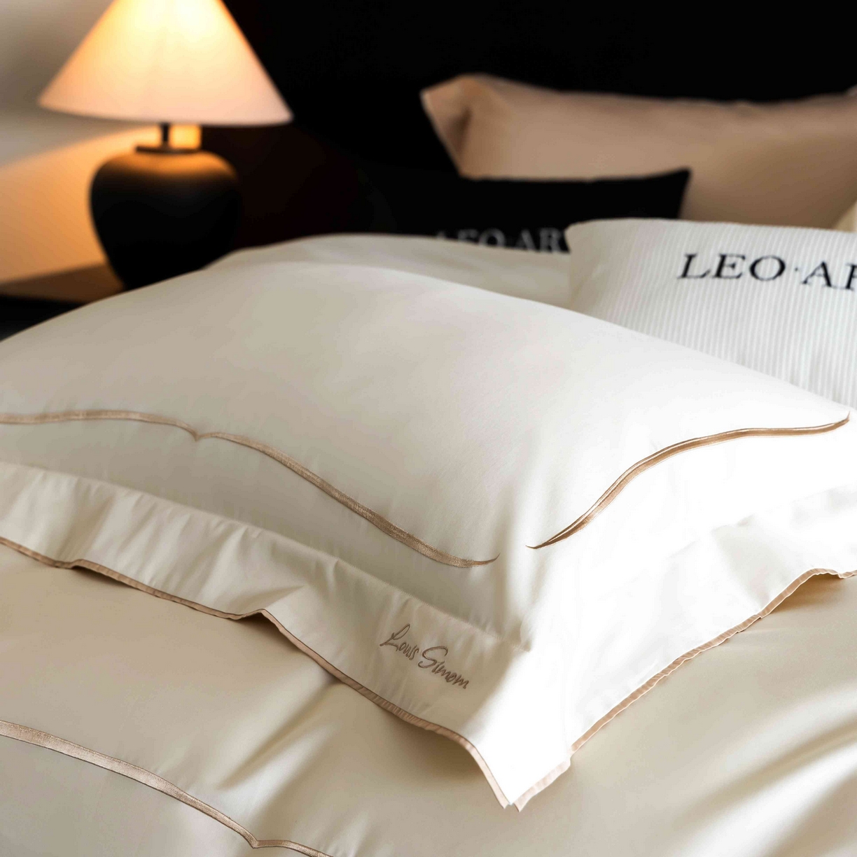 91家纺网 家纺一手货源 找家纺 涞澳家纺 2025新款80S全棉贡缎小蛮腰四件套-浅依 浅依-奶白