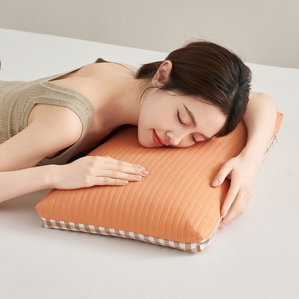 乐可 2025新款全棉砂洗双面枕 砂洗双面枕L5418桔【单只】