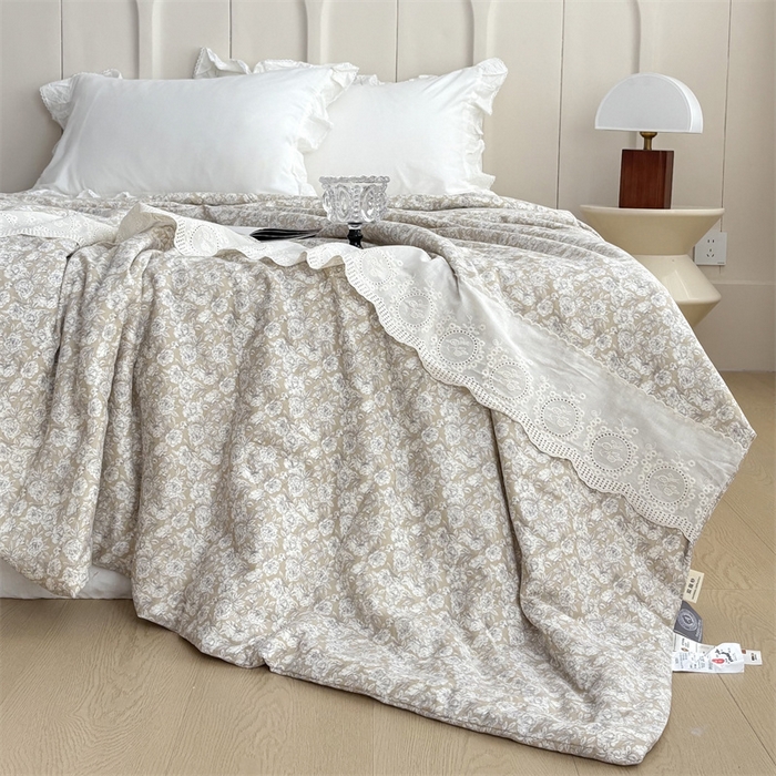 91家纺网 家纺一手货源 找家纺 久典家居 2025新款全棉有氧双层纱夏被 初春