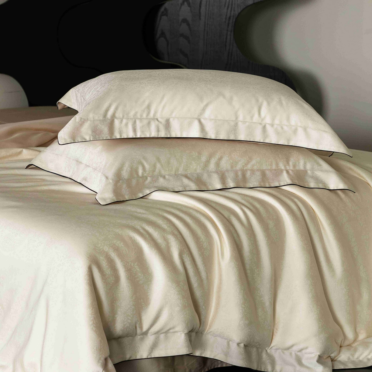 91家纺网 家纺一手货源 找家纺 涞澳家纺 2025新款60支天丝棉提花四件套 海瑟薇-明月白