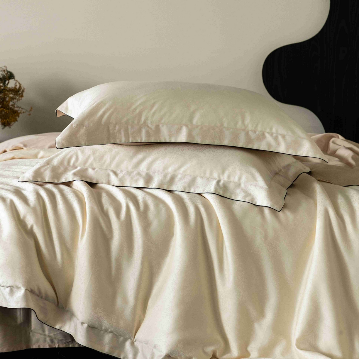 91家纺网 家纺一手货源 找家纺 涞澳家纺 2025新款60支天丝棉提花四件套 海瑟薇-明月白