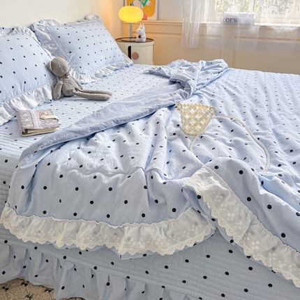 （总）富米莱（原臻工厂） 2025新款云感亲肤棉床盖床裙夏凉被四件套-全棉双层花边