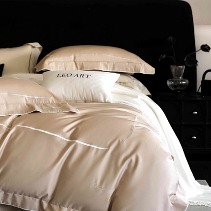 涞澳家纺 2025新款80S全棉贡缎小蛮腰四件套-浅依 浅依-香槟