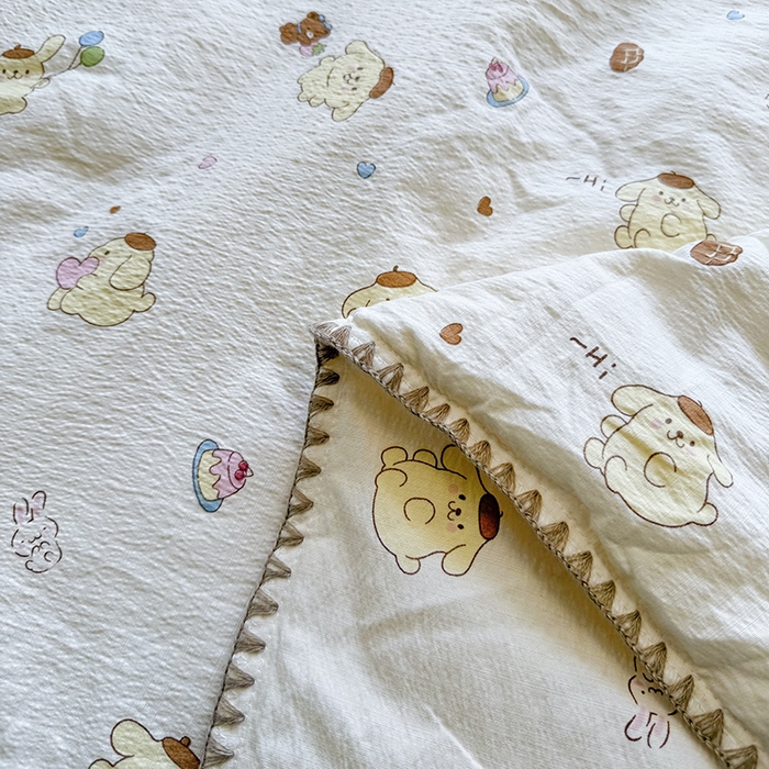 91家纺网 家纺一手货源 找家纺 星巴k家纺 2025新款春夏云感双层纱A类母婴级三角针夏被贝壳边夏凉被贝壳绣【可提供买家秀】 贝壳绣-奶罐布丁