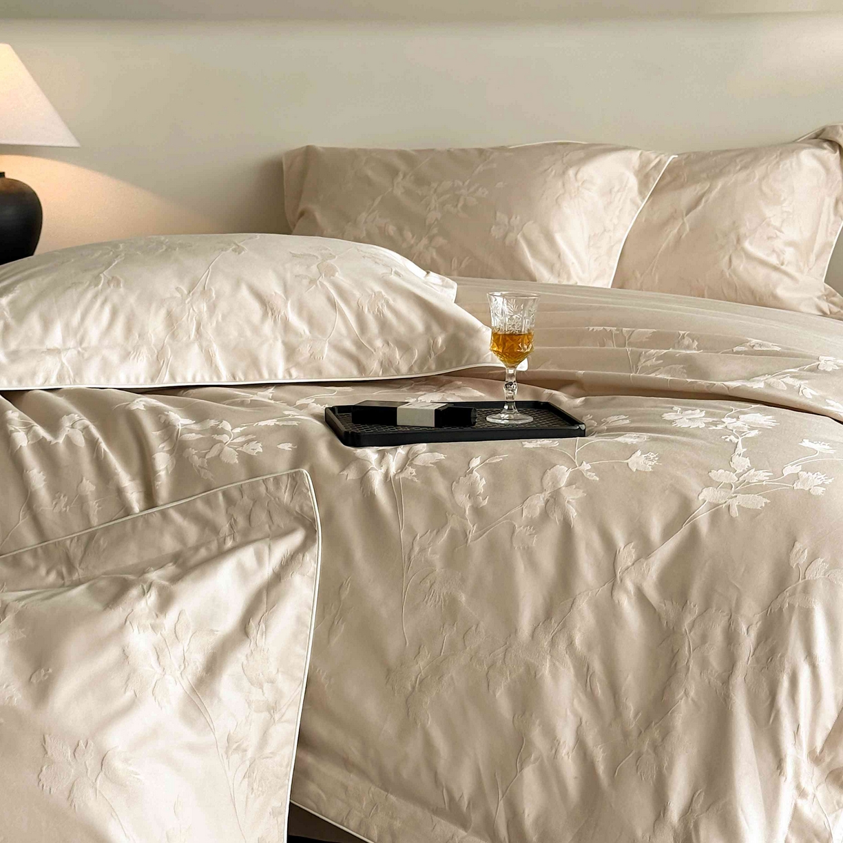 91家纺网 家纺一手货源 找家纺 涞澳家纺 2025新款全棉提花四件套 碧玉-小麦色