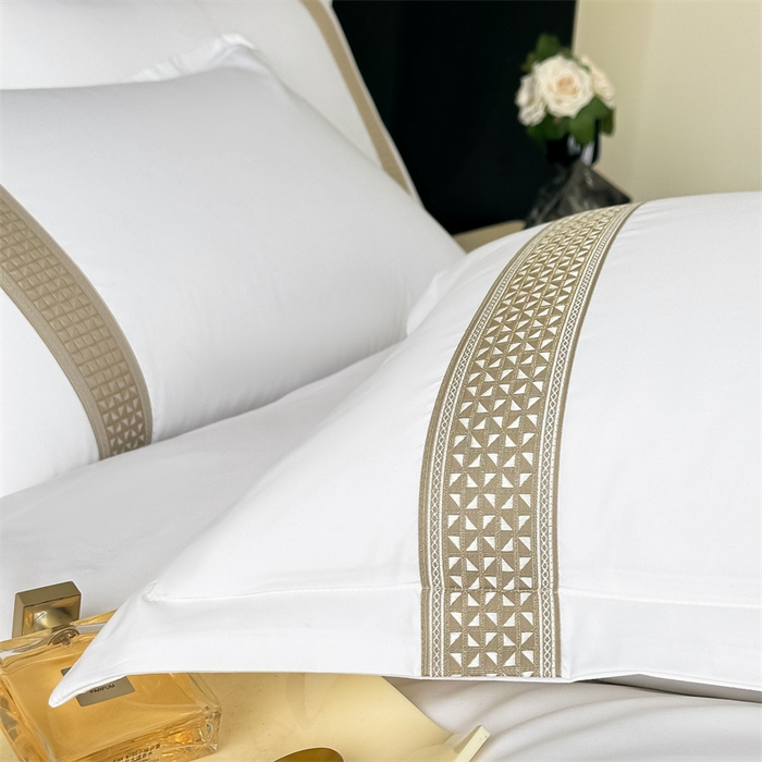 91家纺网 家纺一手货源 找家纺 梦庭帛美 2025新款宾馆刺绣四件套 古巴-卡其