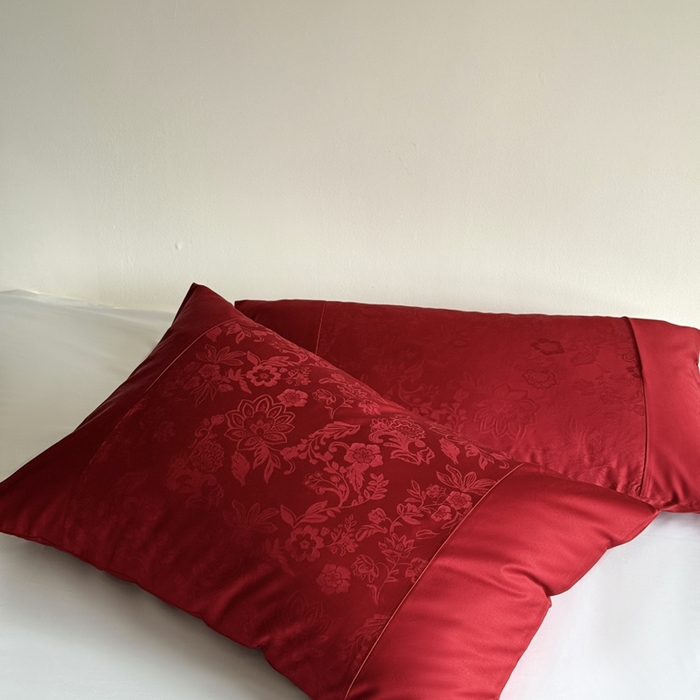 91家纺网 家纺一手货源 找家纺 鹿班家居 2025新款100S长绒棉提花单品枕套（第二组）【标准会员-2元】 单品枕套-邂逅红色