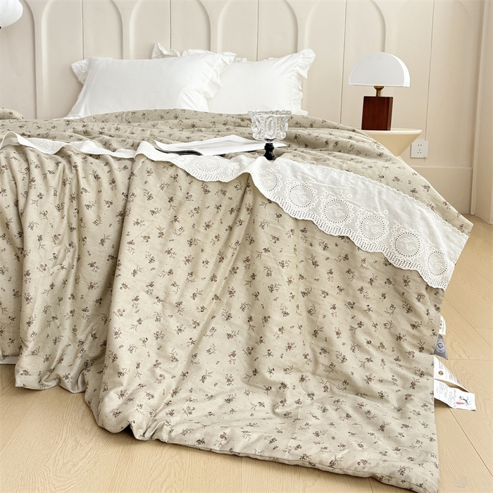 91家纺网 家纺一手货源 找家纺 久典家居 2025新款全棉有氧双层纱夏被 木槿