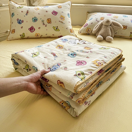星巴k家纺 2025新款春夏云感双层纱A类母婴级三角针夏被贝壳边夏凉被贝壳绣【可提供买家秀】 贝壳绣-维尼伙伴