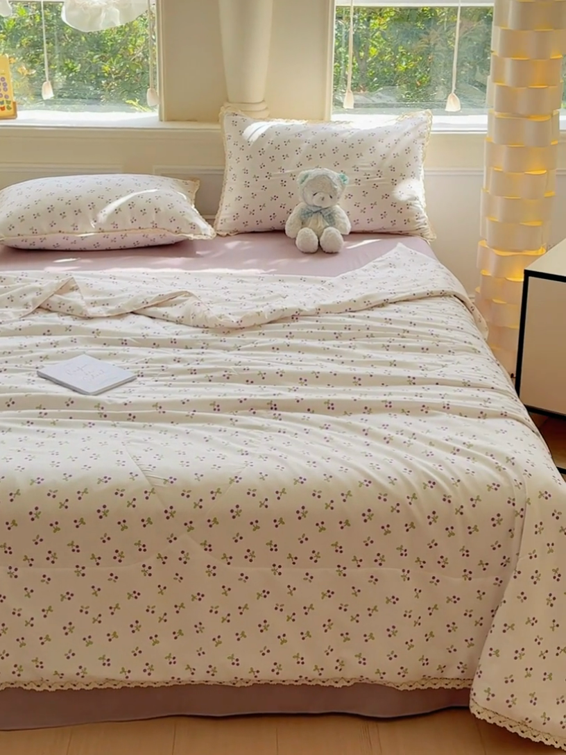 91家纺网 家纺一手货源 找家纺 可思家纺 2025新款针织棉双层纱夏被 安娜