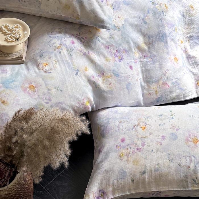 91家纺网 家纺一手货源 找家纺 窝米 2025春季新品全棉双层纱油画风花卉四件套系列（梦境花园、花研巧语） 熙春
