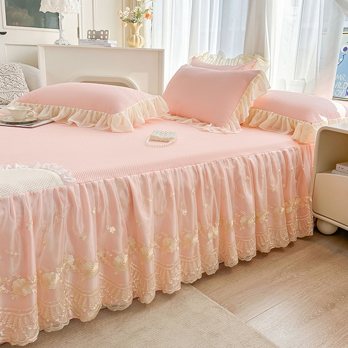 91家纺网 家纺一手货源 找家纺 （总）好儿喜家纺 2025新款春意浓系列床裙凉席四件套