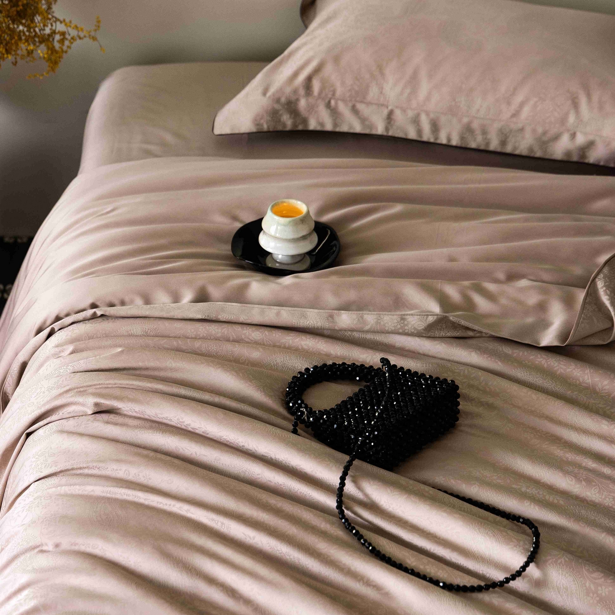 91家纺网 家纺一手货源 找家纺 涞澳家纺 2025新款60支天丝棉提花四件套 海瑟薇-山砚色