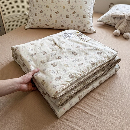 星巴k家纺 2025新款春夏云感双层纱A类母婴级三角针夏被贝壳边夏凉被贝壳绣【可提供买家秀】 贝壳绣-狗狗日记