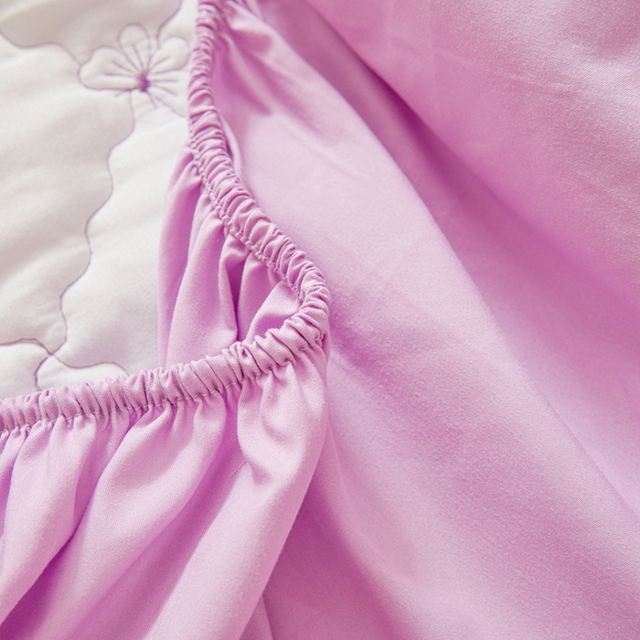 91家纺网 家纺一手货源 找家纺 怡源梦 2025新款蝶恋系列亲肤棉夹棉床笠 紫色