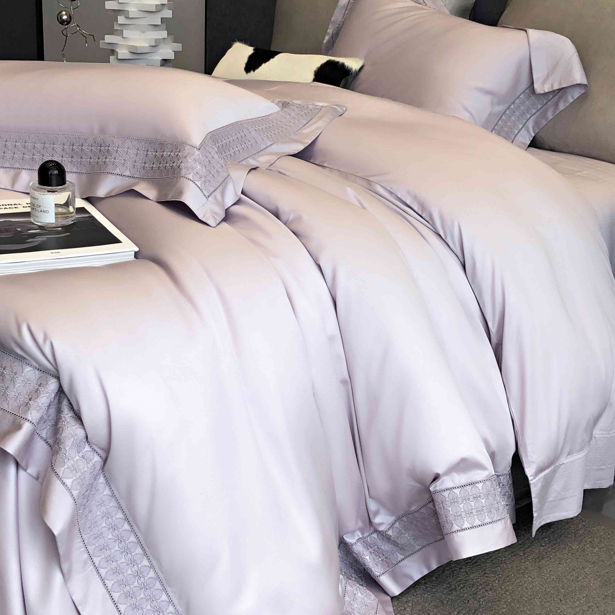 91家纺网 家纺一手货源 找家纺 涞澳家纺 2025新款60S天丝棉花边款四件套-星雅 星雅-紫玉兰