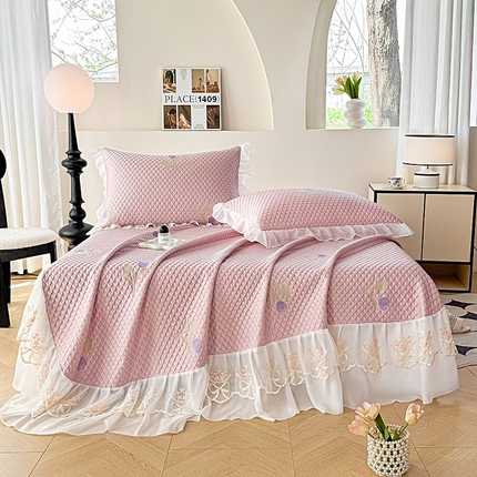 91家纺网 家纺一手货源 找家纺 （总）提花大世界 2025新款A类PE乙纶冰丝凉感三色织550克冰豆豆凉席床裙软凉席