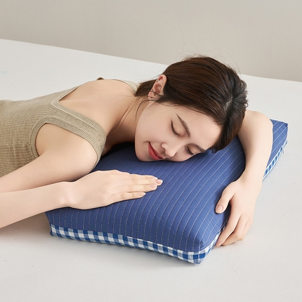 乐可 2025新款全棉砂洗双面枕 砂洗双面枕L5418蓝【单只】