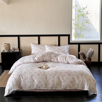 窝米 2025春季新品全棉双层纱油画风花卉四件套系列（梦境花园、花研巧语） 若梦