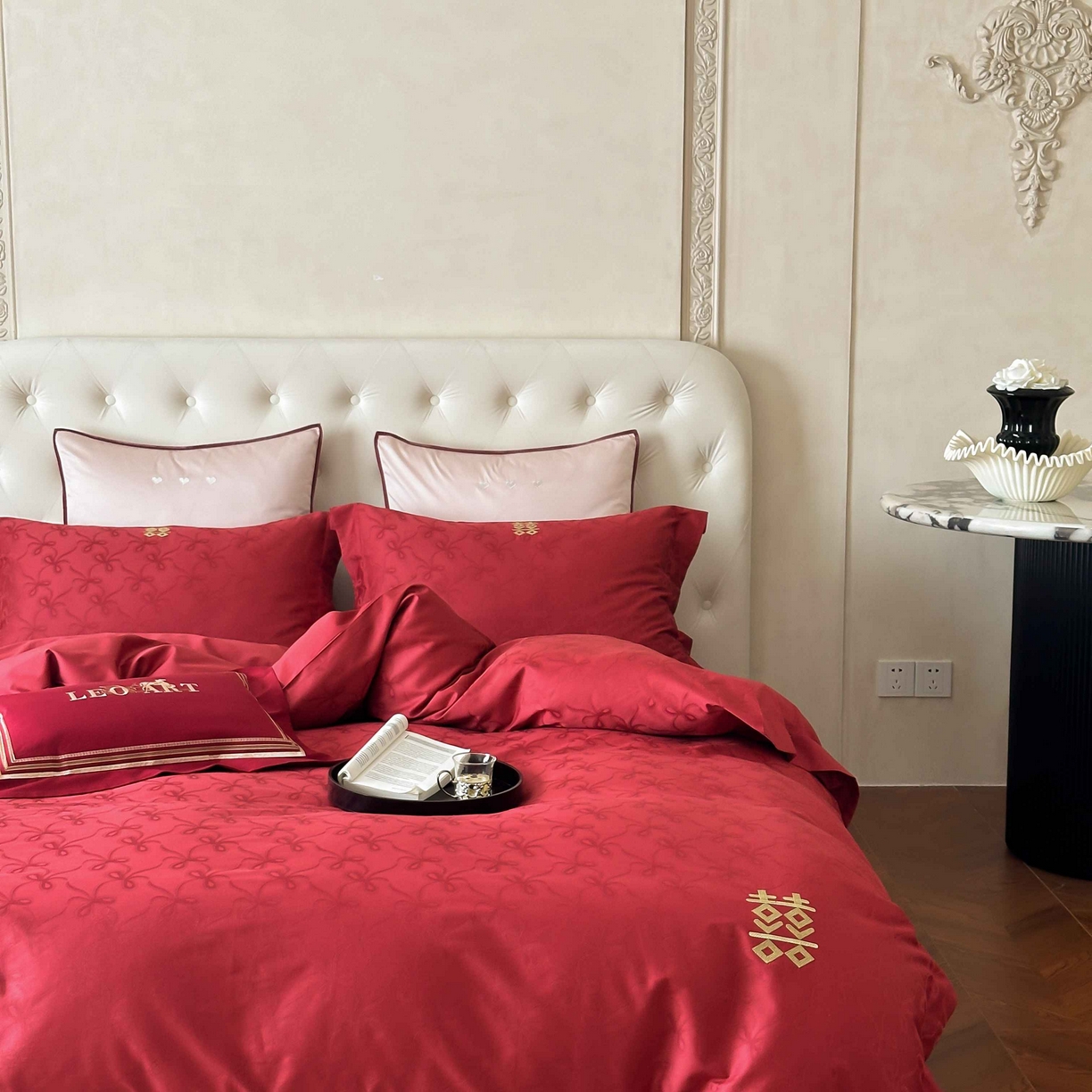 91家纺网 家纺一手货源 找家纺 涞澳家纺 2025新款婚庆款四件套 天作之合