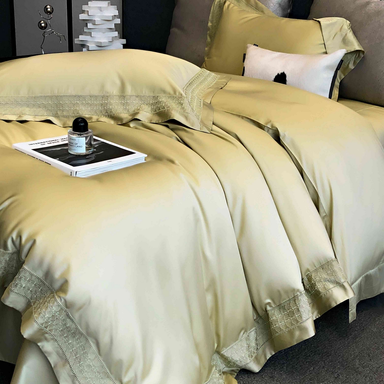 91家纺网 家纺一手货源 找家纺 涞澳家纺 2025新款60S天丝棉花边款四件套-星雅 星雅-木薯