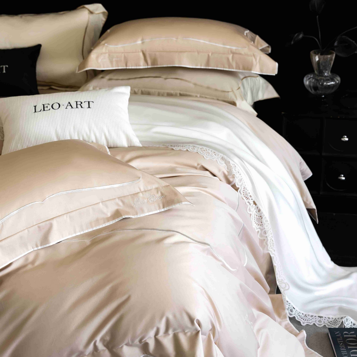 91家纺网 家纺一手货源 找家纺 涞澳家纺 2025新款80S全棉贡缎小蛮腰四件套-浅依 浅依-香槟