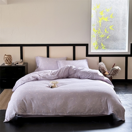 91家纺网 家纺一手货源 找家纺 窝米 2025春季新品全棉双层纱油画风花卉四件套系列（梦境花园、花研巧语） 莓瑰语