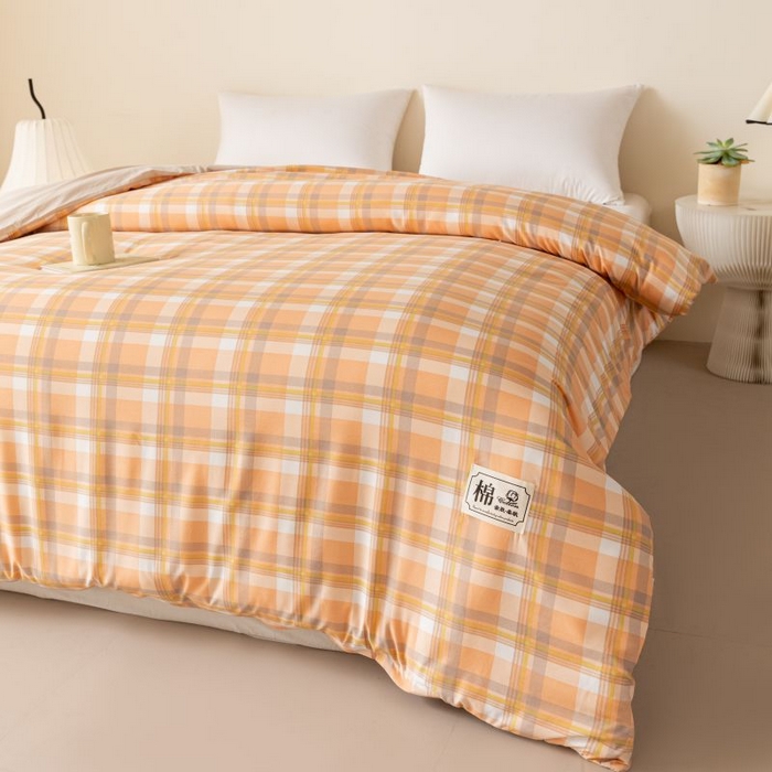 91家纺网 家纺一手货源 找家纺 美梦之都 2025新款可拆洗棉花被水洗棉被子被芯冬被学生 橙小格