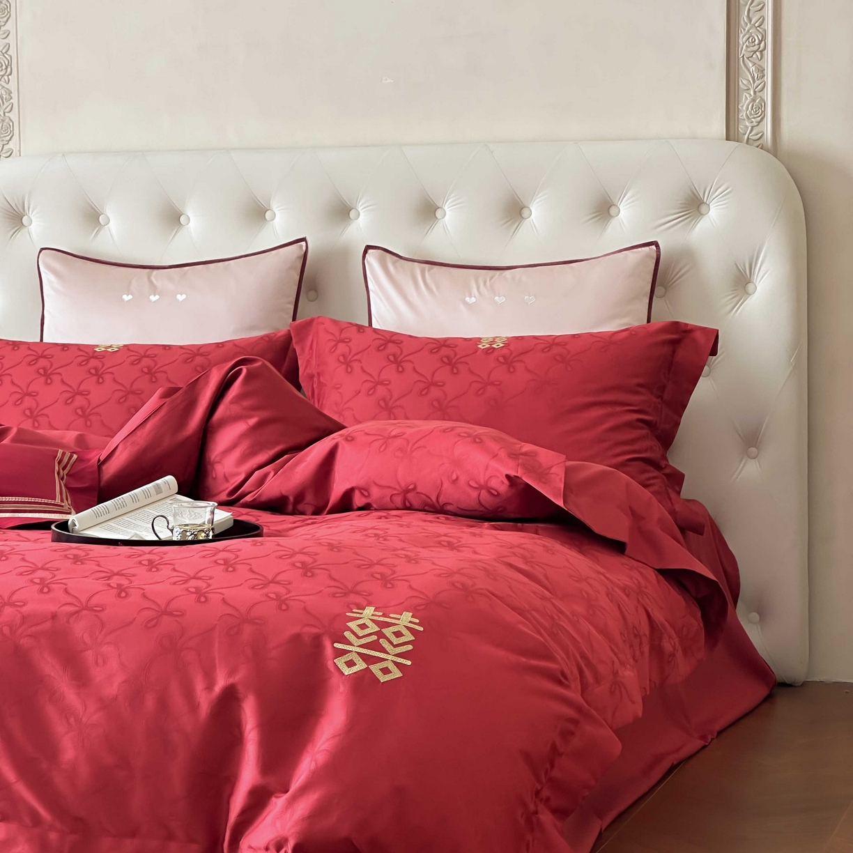 91家纺网 家纺一手货源 找家纺 涞澳家纺 2025新款婚庆款四件套 天作之合