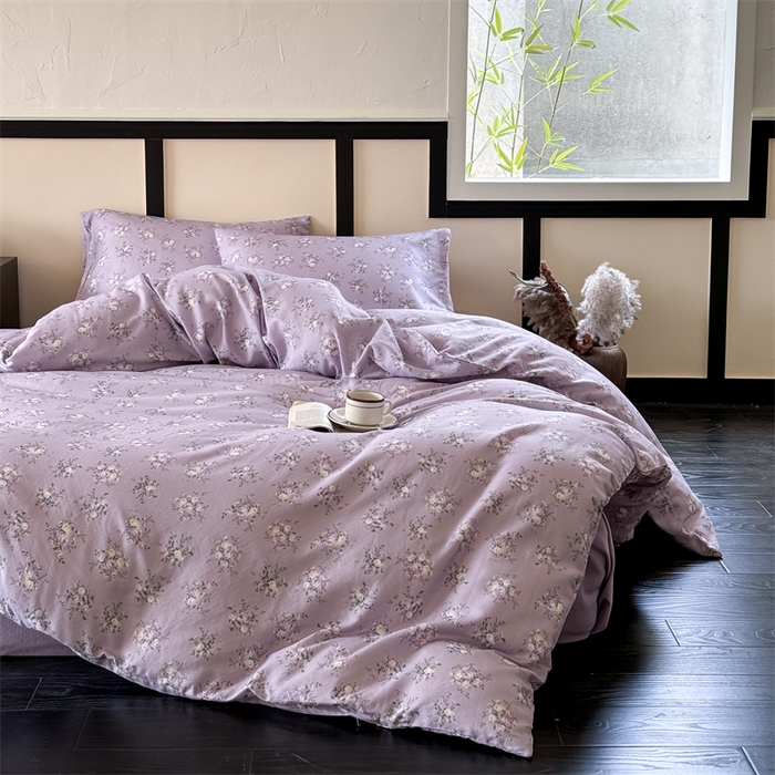 91家纺网 家纺一手货源 找家纺 （总）窝米 2025春季新品全棉双层纱油画风花卉四件套系列（梦境花园、花研巧语）