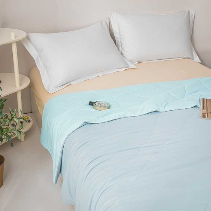 91家纺网 家纺一手货源 找家纺 凌云家纺 2025新款100%锦伦冰丝夏被空调被 灰蓝