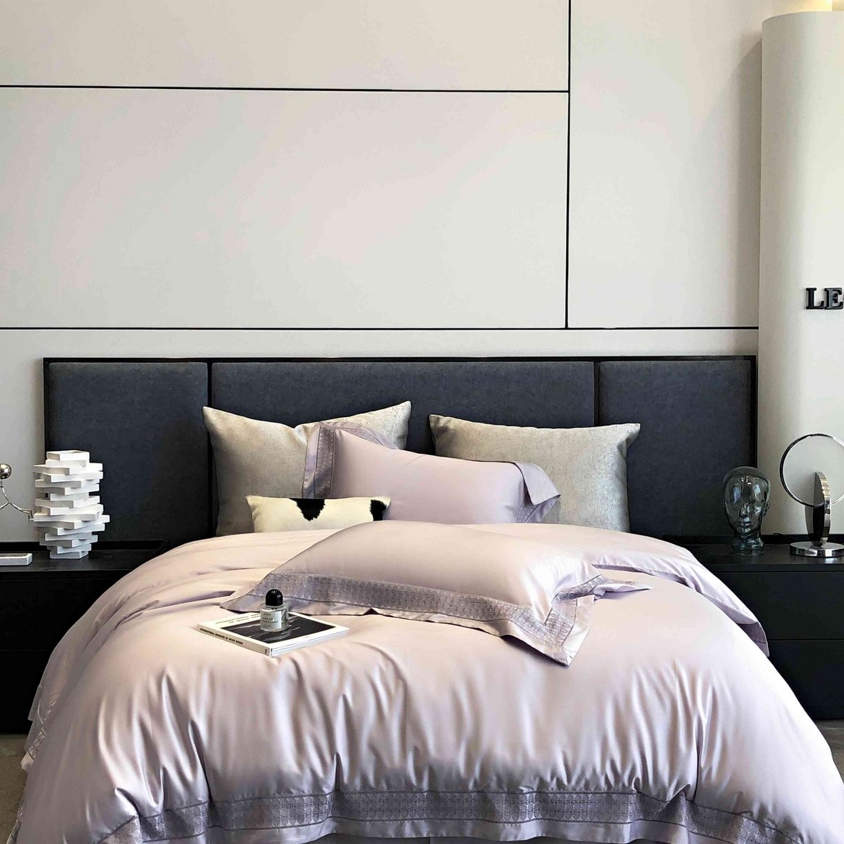 91家纺网 家纺一手货源 找家纺 涞澳家纺 2025新款60S天丝棉花边款四件套-星雅 星雅-紫玉兰