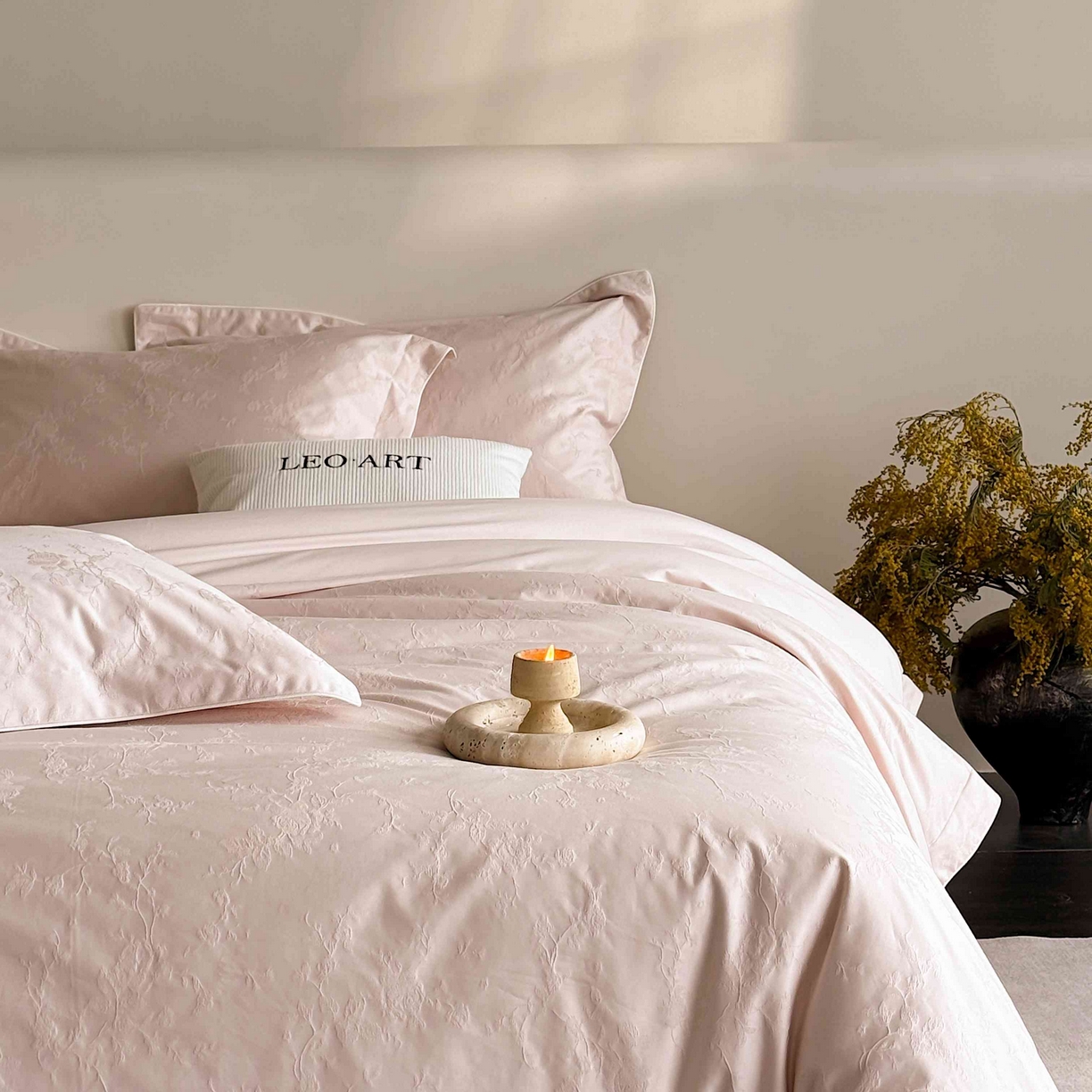 91家纺网 家纺一手货源 找家纺 涞澳家纺 2025新款全棉提花四件套 美玲-贝壳粉 