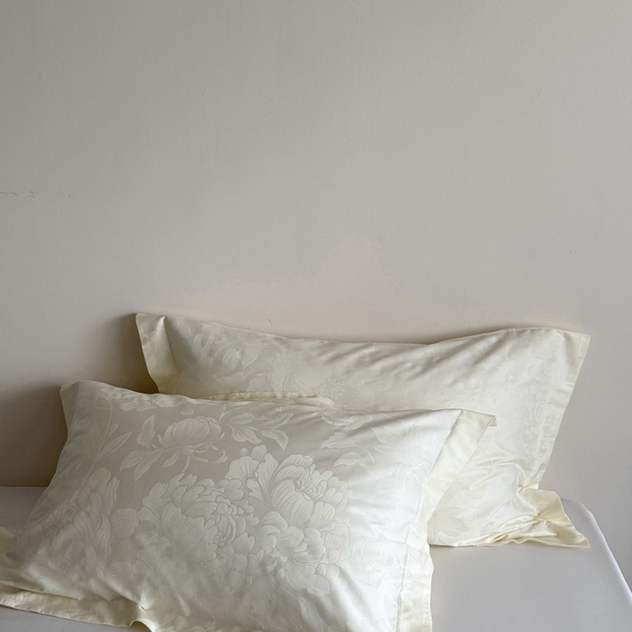 91家纺网 家纺一手货源 找家纺 鹿班家居 2025新款100S长绒棉提花单品枕套（第二组）【标准会员-2元】 单品枕套-玫瑰美遇白色