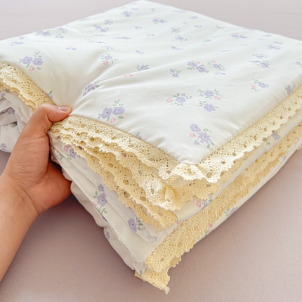 91家纺网 家纺一手货源 找家纺 可思家纺 2025新款针织棉双层纱夏被 莫奈花园