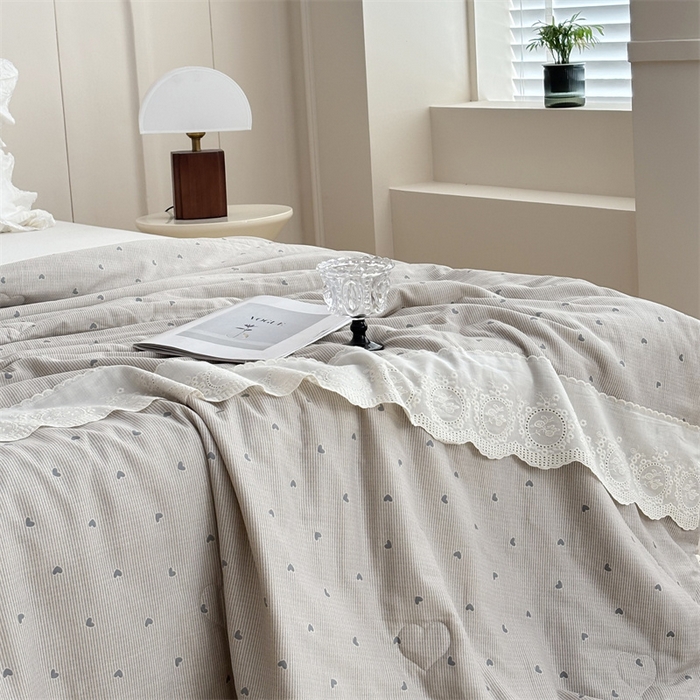 91家纺网 家纺一手货源 找家纺 久典家居 2025新款全棉有氧双层纱夏被 简爱