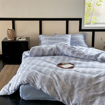 窝米 2025春季新品全棉双层纱油画风花卉四件套系列（梦境花园、花研巧语） 雾幸