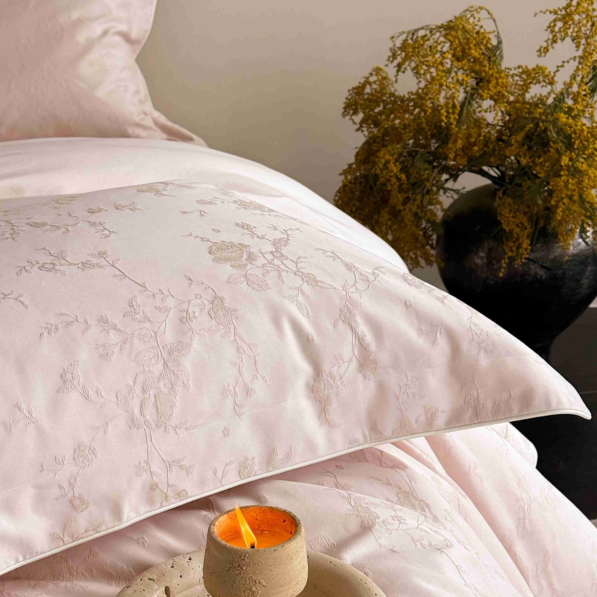 91家纺网 家纺一手货源 找家纺 涞澳家纺 2025新款全棉提花四件套 美玲-贝壳粉 