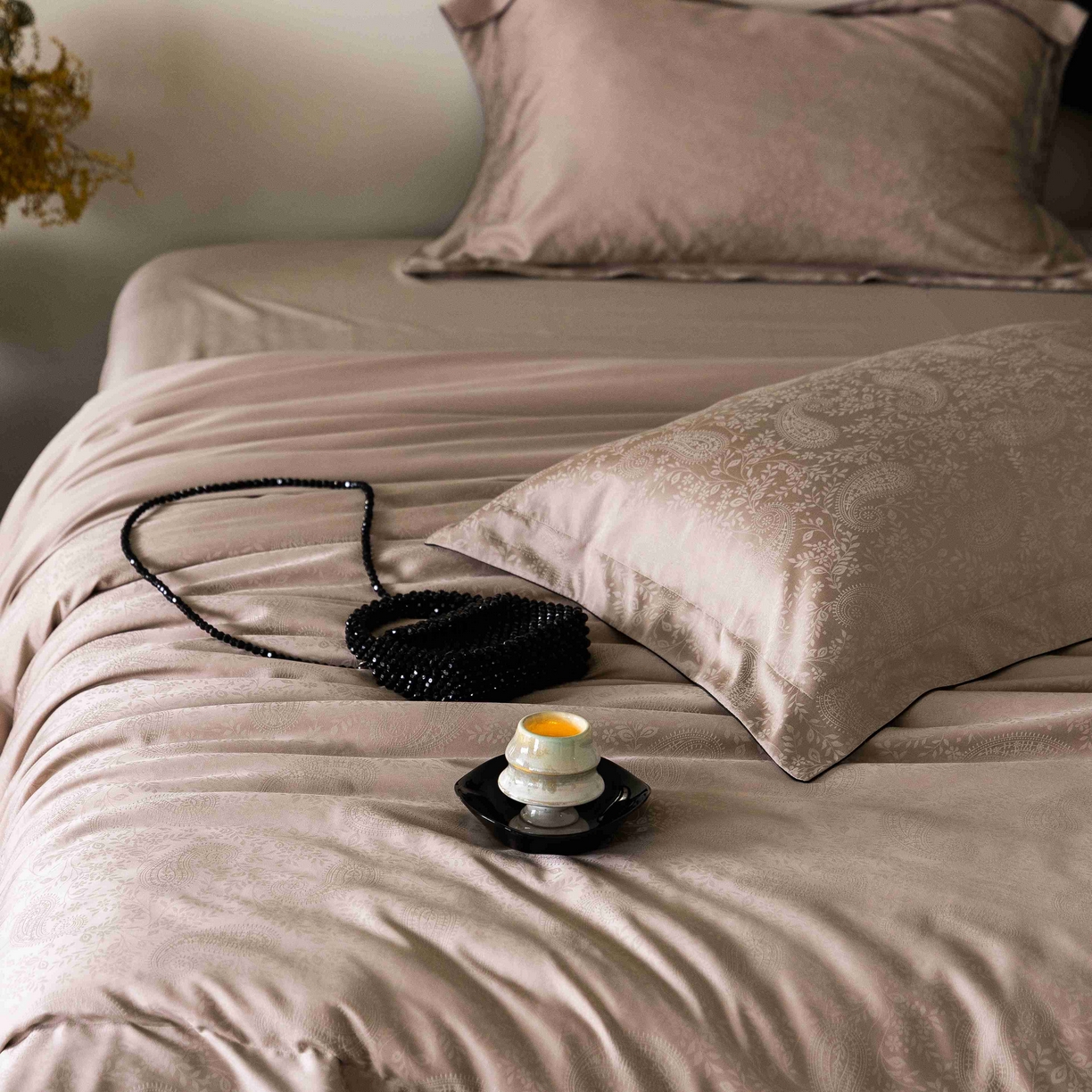 91家纺网 家纺一手货源 找家纺 涞澳家纺 2025新款60支天丝棉提花四件套 海瑟薇-山砚色